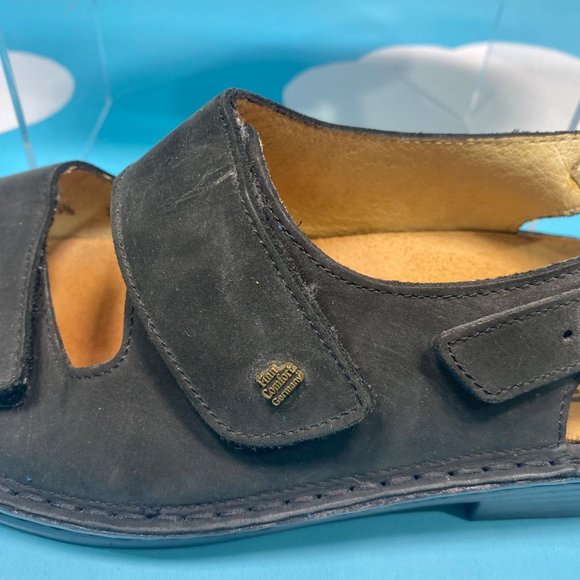 Finn Comfort Black Leather Velcro Sandals Mens 5.5